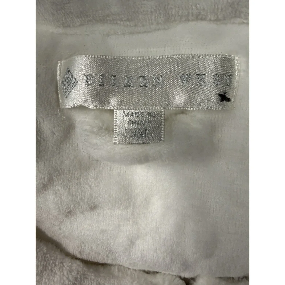 EILEEN WEST Cozy‎ Zip Up House Coat Robe Pajama White Floral Pattern Size L/XL